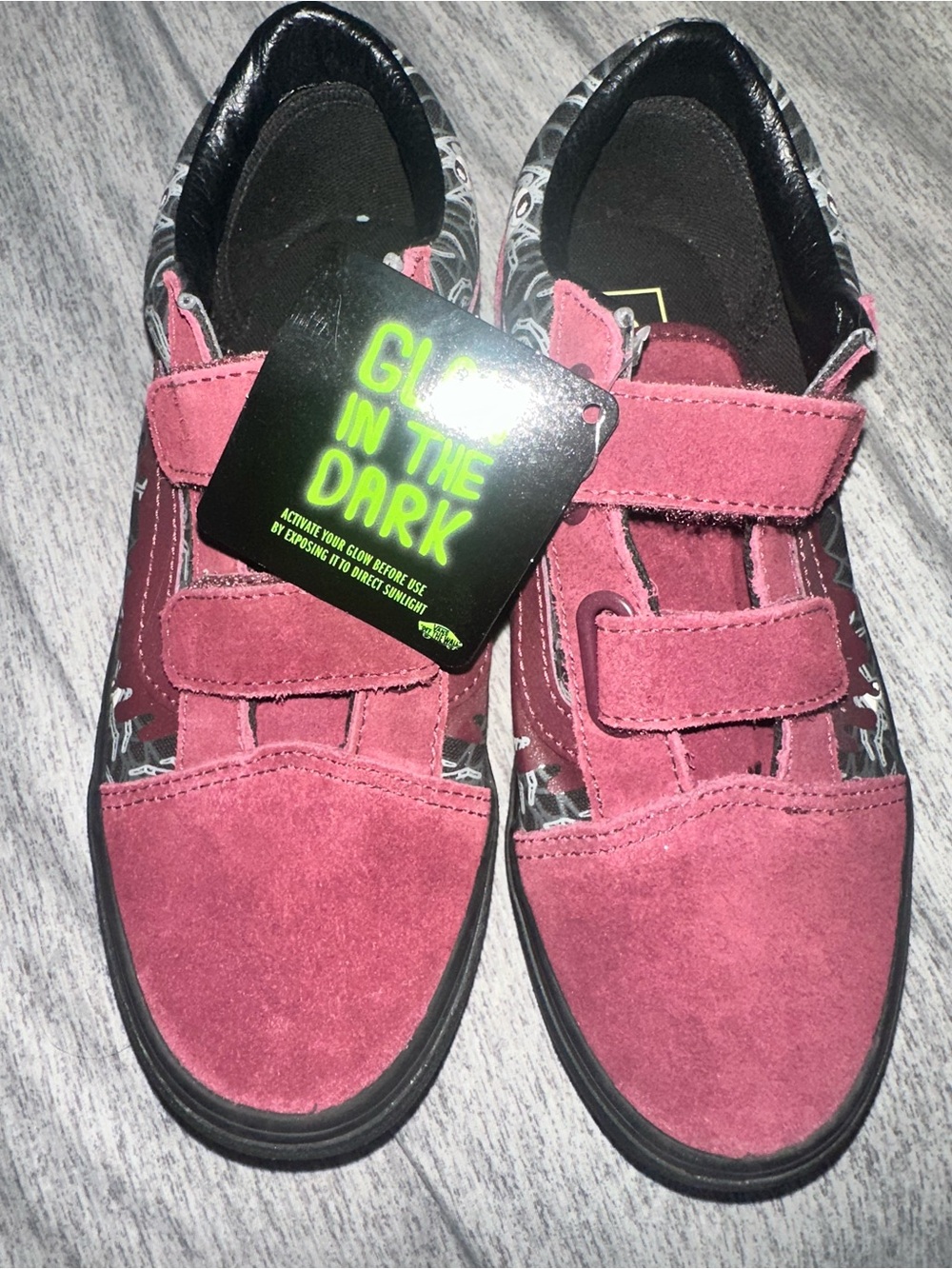 Vans Kids Halloween Sneakers in Burgundy with Glow-In-The-Dark Accent